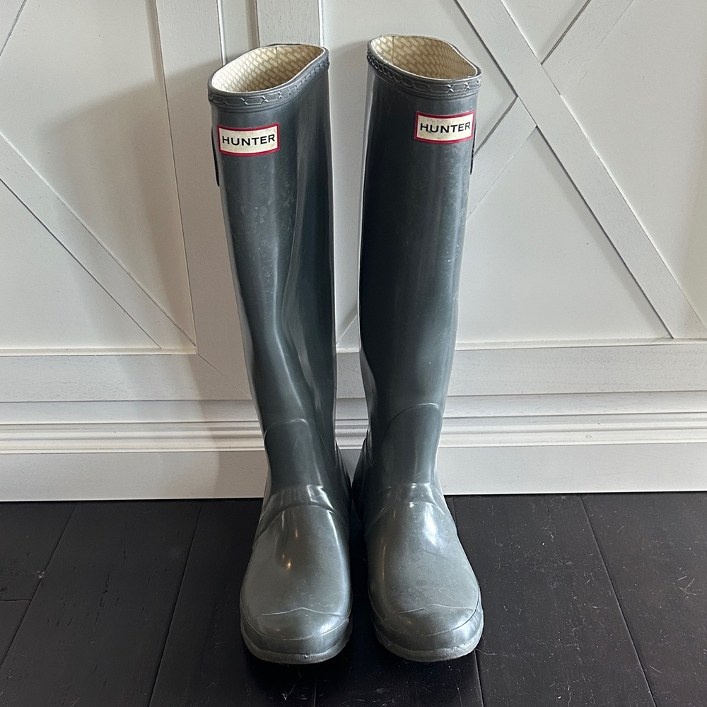 Hunter Original Gloss Tall Gray Rain Boots